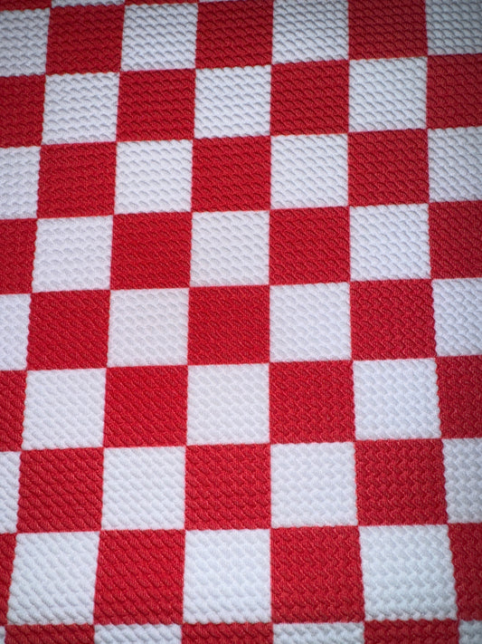 Red checkered bullet fabric yard