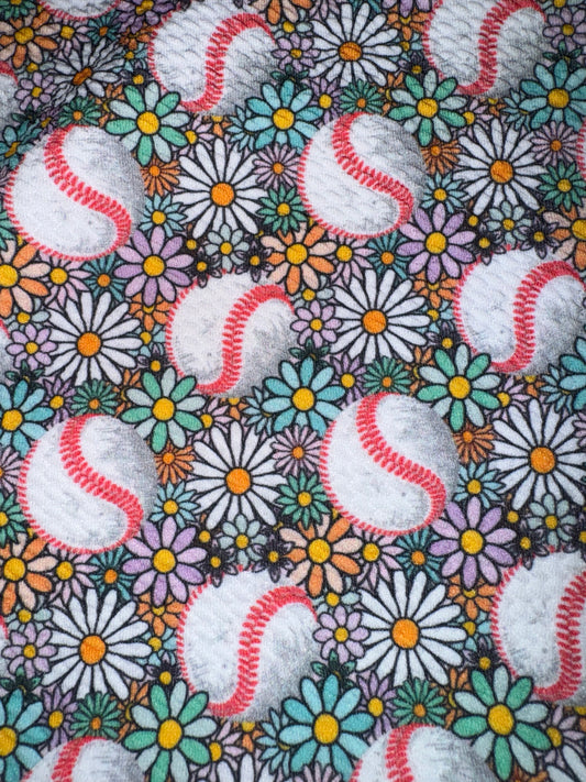 Floral baseball bullet fabric yard, 1/2 yard