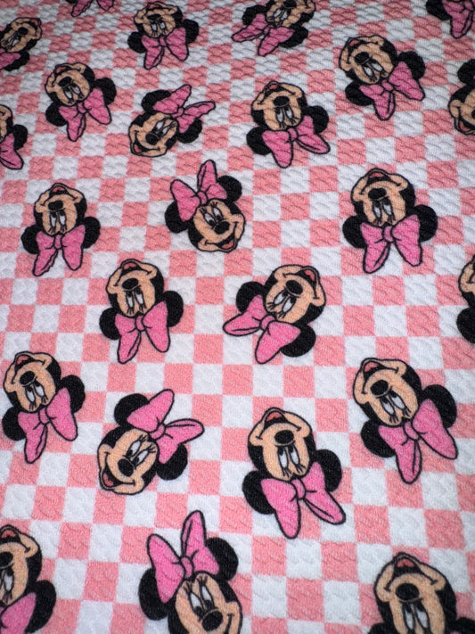 Minnie checkered bullet fabric yard, 1/2 yard