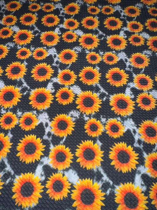 Sunflower cow print bullet fabric yard, 1/2 yard