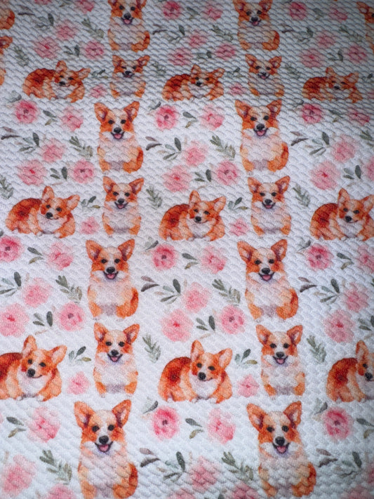 Corgi dog bullet fabric yard, 1/2 yard