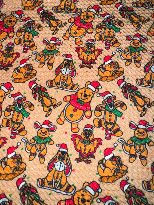 Pooh Christmas bullet fabric yard, 1/2 yard, strip