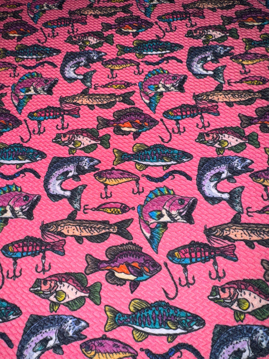 Girl fishing bullet fabric yard, 1/2 yard, strip