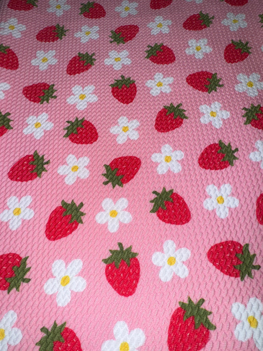 Strawberries and flowers bullet fabric yard
