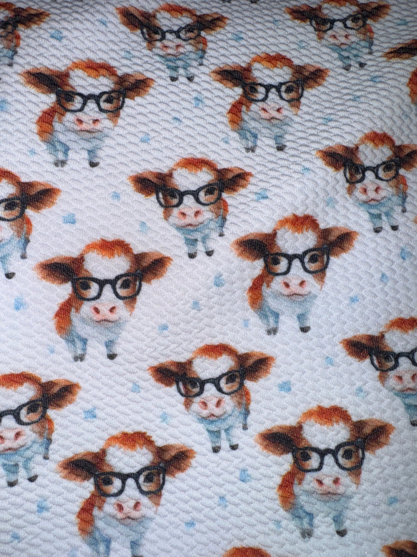 Cow with glasses bullet fabric yard, 1/2 yard