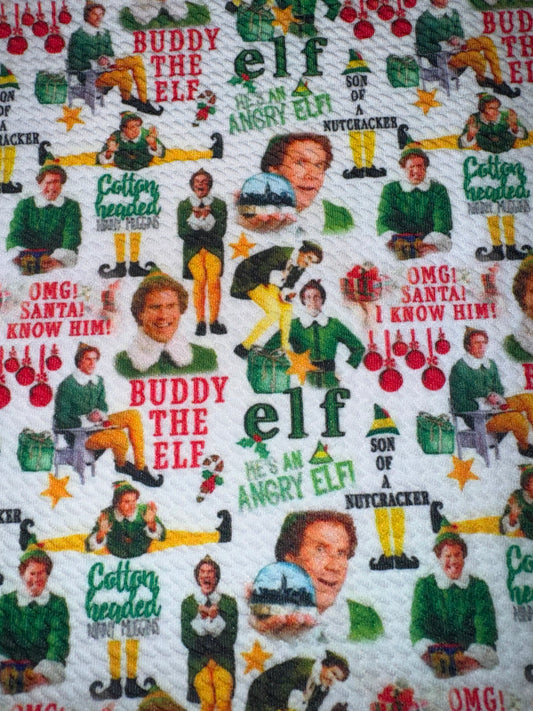 Buddy the Elf Christmas bullet fabric yard, 1/2 yard, strip